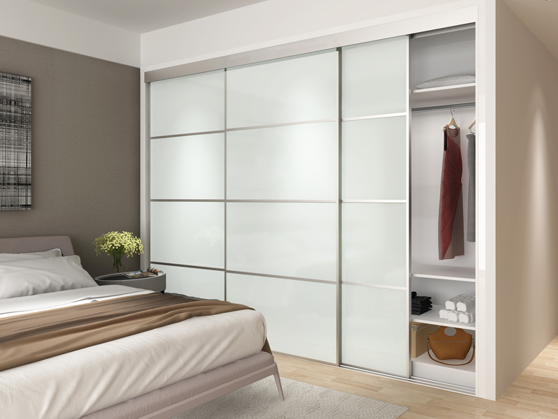 White Sliding Door Wardrobe Temper Glass Durable Quality